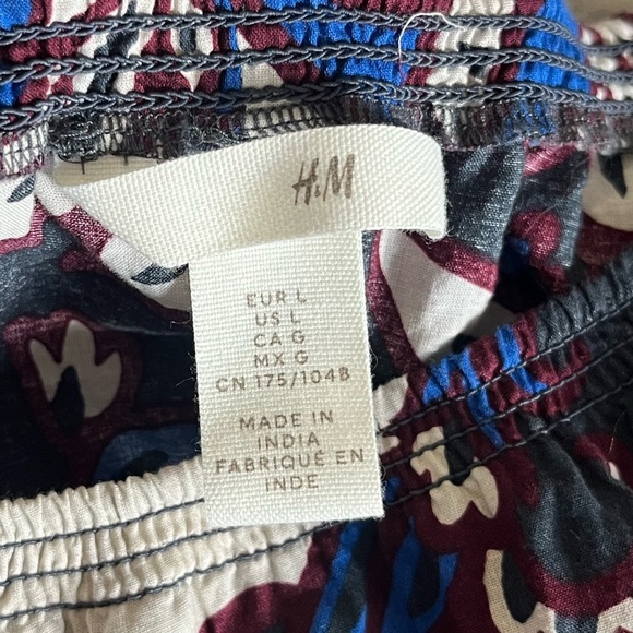 H&M Navy and White Floral Puff Sleeves with Draw String Cinched Waist Maxi Dress - Picture 9 of 11